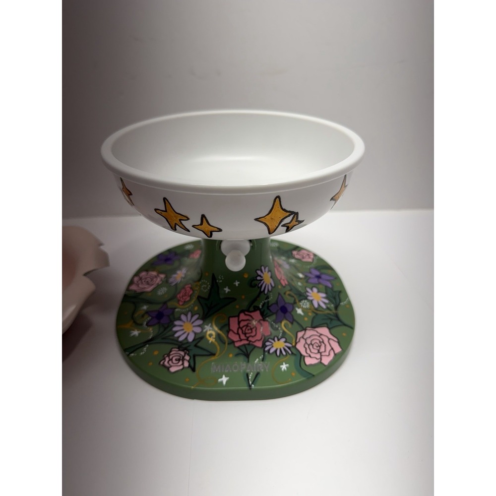 Miao Fairy Adjustable Ceramic Feeder - Elevated Dog Bowl Floral Green Australia